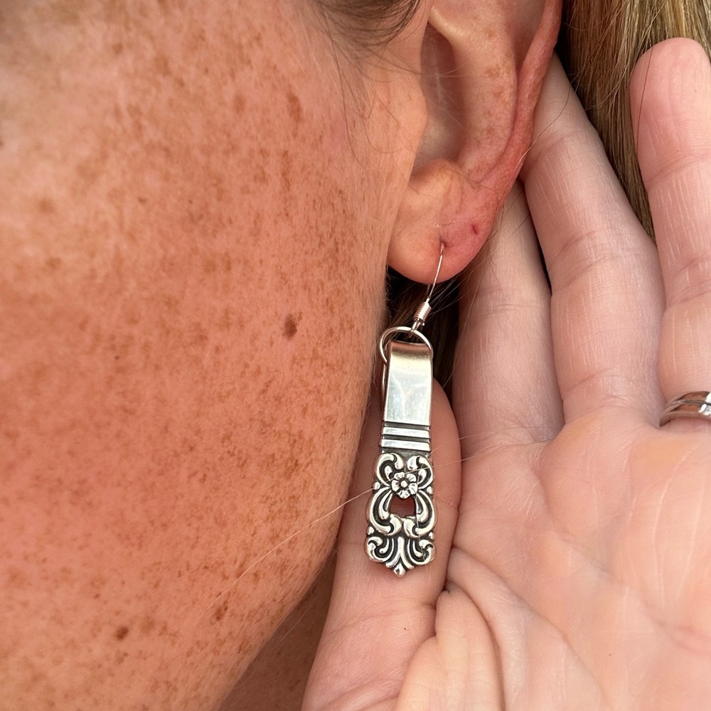 Handmade Silverware Earrings - Picture 2 of 6